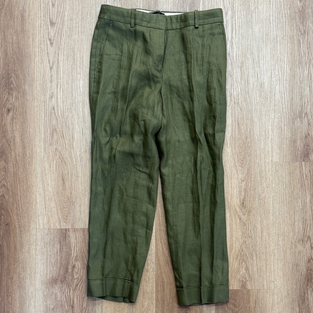 J.Crew Rhodes Linen Chino Pants Olive Green Size 4 G4372